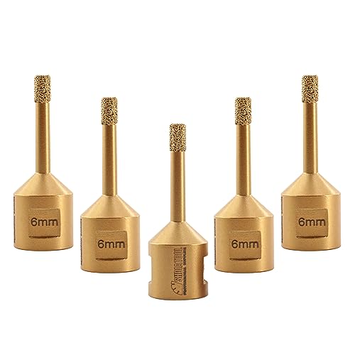 SHDIATOOL Diamant Bohrrone Fliesenbohrer mit M14 Gewinde 6mm Vakuumgelötete Diamant Lochsäge für Porzellan Fliese Granit Marmor Trockenbohren Diamanthöhe 10mm, 5Stück von SHDIATOOL