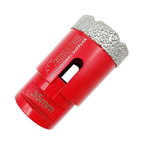 SHDIATOOL Diamant-Kernbohrer, Lochsäge Durchmesser 35mm 1-3/8" M14 Gewinde vakuumgelötet für Beton Granit Marmor Porzellan Fliese Mauerwerk Ziegel von SHDIATOOL