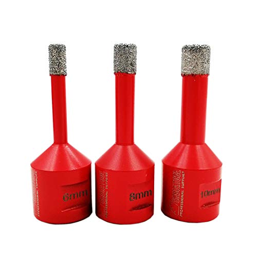 SHDIATOOL Diamant-Kernbohrer,Lochsäge Durchmesser 6/8/10mm M14 Gewinde Vakuumgelötet für Beton Granit Marmor Porzellan Fliesen Mauerwerk Ziegel von SHDIATOOL