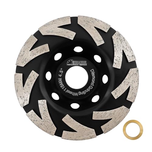 SHDIATOOL Diamant-Schleiftopf - 115mm Winkelschleifscheibe mit 22.23mm/15.875mm Reduzierscheibe zum Schleifen auf Beton Granit Marmor Mauerwerk Ziegel SHDIATOOL Diamant-Schleiftopf - 115mm Winkelschleifscheibe mit 22.23mm/15.875mm Reduzierscheibe zum Schleifen auf Beton Granit Marmor Mauerwerk Ziegel von SHDIATOOL