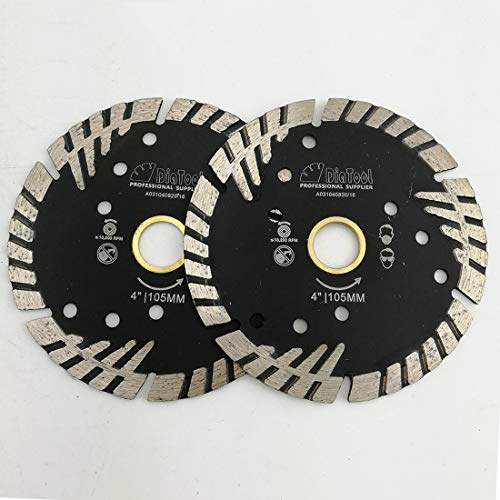 SHDIATOOL Diamant-Trennscheibe 2 Stück 105mm x 20mm mit Turbo schrägen Schutzzähnen für Beton Backstein Fliese Granit Marmor Mauerwerk von SHDIATOOL