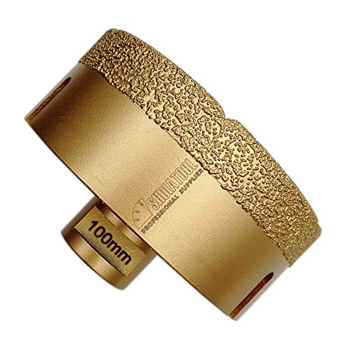 SHDIATOOL Diamant-bohrkrone fliesenbohrer für winkelschleifer M14 Trocken- oder Nass bohren auf hartem Porzellan Keramik Fliesen Granit Marmor Mauerwerk Stein(Ø 100mm) von SHDIATOOL