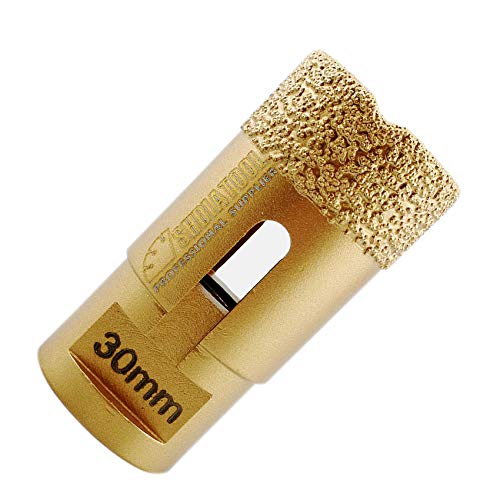 SHDIATOOL Diamant-bohrkrone fliesenbohrer für winkelschleifer M14 Trocken- oder Nass bohren auf hartem Porzellan Keramik Fliesen Granit Marmor Mauerwerk Stein(Ø 30mm) von SHDIATOOL