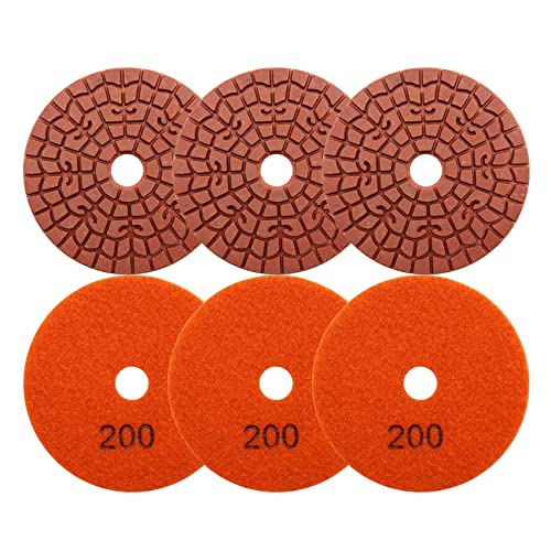 SHDIATOOL Diamond Wet Polishing Pads Polierscheibe, 4 Zoll Pads für Granit Stein Beton Marmor Boden Schleifer oder Polierer, 200#x6 Disc For Wet Polisher&Grinder von SHDIATOOL