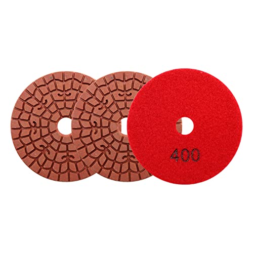 SHDIATOOL Diamond Wet Polishing Pads Polierscheibe, 4 Zoll Pads für Granit Stein Beton Marmor Boden Schleifer oder Polierer, 400#x3 Disc For Wet Polisher&Grinder von SHDIATOOL