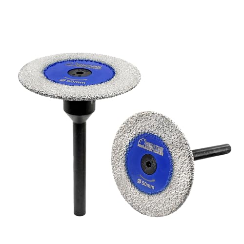 SHDIATOOL Mini-Diamant-Sägeblätter 50mm Trennscheibe mit 6mm Schaft für Marmor, Granit, Stein, Beton, Mauerwerk am Bohrer 2pcs von SHDIATOOL