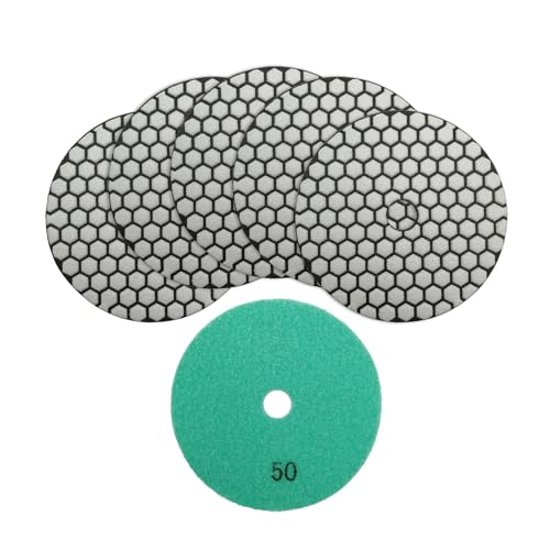 SHDIATOOL Trocken-Diamant-Polierpads Korn 50 125MM Beton-Diamant-Schleifscheiben Marmor-Granit-Stein-Polieren 6St. von SHDIATOOL