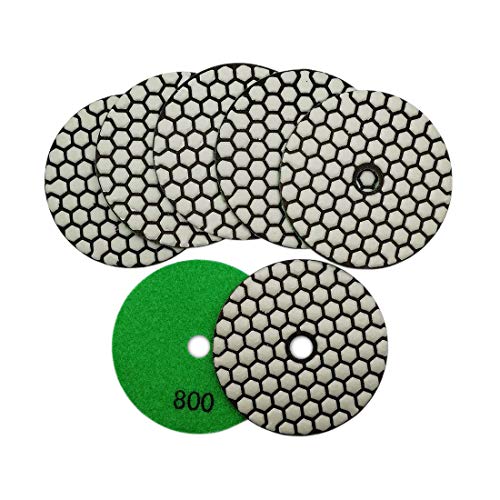 SHDIATOOL Trockene Diamant Polierscheibe 7 Stk. Streugut 800 für Granit Stein Beton Marmor Dia 4 Zoll/100MM von SHDIATOOL