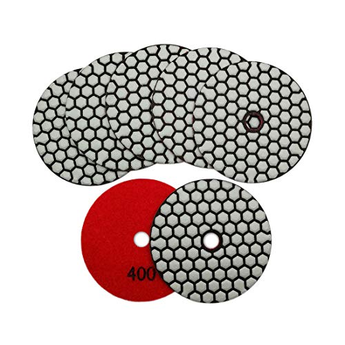 SHDIATOOL Trockene Diamant-Polierpads, 7 Stück, Körnung 400, für Granit, Marmor, Stein, Keramik, Durchmesser 100 mm von SHDIATOOL