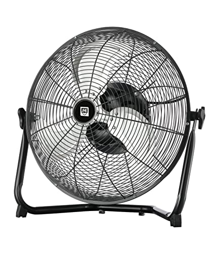 SHE Windmaschine, Bodenventilator ø45cm, 3 Stufen, Schwenkfunktion, Kühleffekt, 120 Watt Standventilator, Stufenlos neigbar, Schwarz von SHE