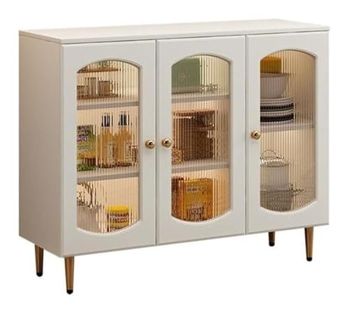 SHEDIE Stilvolles Esszimmer-Sideboard, Sideboard, modernes, Schlichtes mit Glastür, for Zuhause, Wohnzimmer, Massivholz-Aufbewahrungsschrank(A) von SHEDIE
