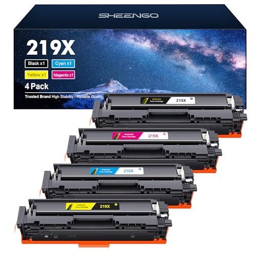 SHEENGO 219X Toner Set Kompatibel für HP 219X für HP Color Laserjet Pro MFP 3302FDWG MFP 3302SDWG 3202DW 3302FDW 3302FDNG 3302FDN 3202DN 3302SDW W2190X W2191X W2192X W2193X (4er-Pack) von SHEENGO