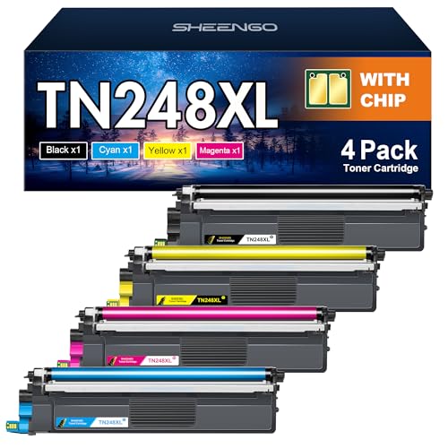 TN248XL TN248 Kompatibel für Brother TN248 TN 248XL TN 248 XL für Brother MFC-L3740CDW Toner MFC-L3760CDW MFC-L8390CDW DCP-L3560CDW HL-L3240CDW MFC-L3740CDWE TN248VAL TN248CMYK (4er-Pack) von SHEENGO