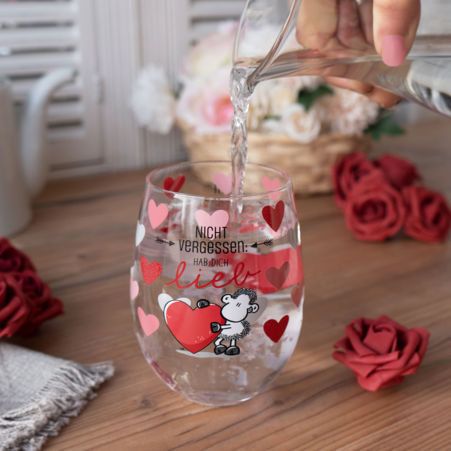 Trinkglas »Hab Dich lieb!« von SHEEPWORLD