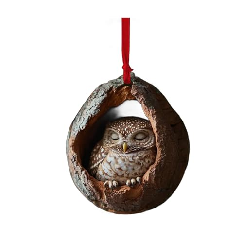 SHEGOTO Mehrzweck-Weihnachtsbaumschmuck, Eulen-Design, robustes 2D-Acryl, hängende Dekoration für Feiertage und Sammler von SHEGOTO