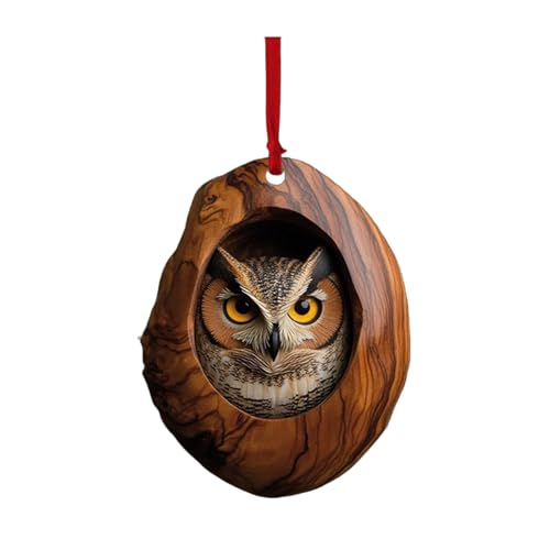 SHEGOTO Mehrzweck-Weihnachtsbaumschmuck, Eulen-Design, robustes 2D-Acryl, hängende Dekoration für Feiertage und Sammler von SHEGOTO