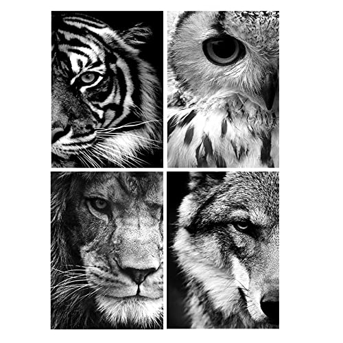 Diamond Painting 4 Stück Auge 30x40 cm - Tiger, Wolf, Löwe, Eule Diamant Bilder - Malen Nach Zahlen für Erwachsene von SHEGZHUC