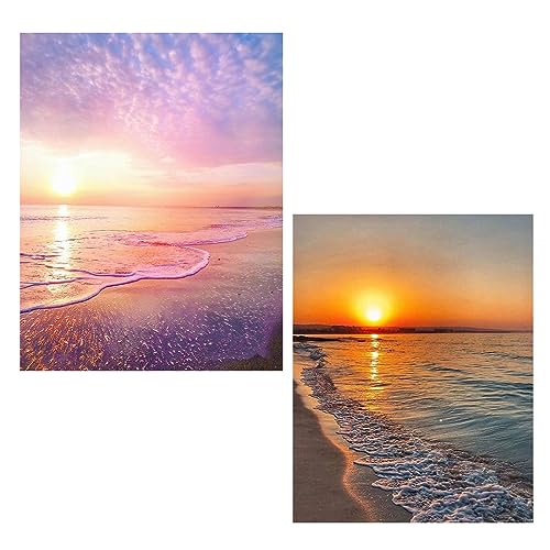 SHEGZHUC 2 Pack Diamond Painting Landschaft am Meer 40x50cm Diamond Painting Sonnenuntergang am Meer Diamant Painting Bilder Strand Meer Diamond Painting Meer Strand Stickbilder Vorgedruckt Kreuzstich von SHEGZHUC