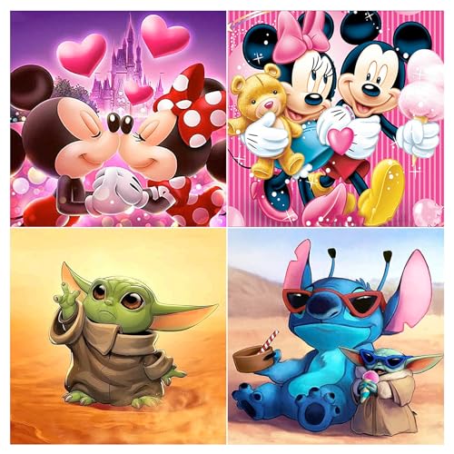 SHEGZHUC Diamond Painting Anime Cartoon 4er Set 30x30cm Diamond Painting Tiere Maus Liebe 5D Diamant Painting Bilder Malen nach Zahlen Bastelset Perlenbilder Craft Buddy Crystal Art Puzzle Stickbilder von SHEGZHUC