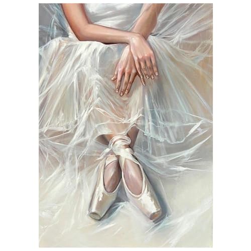 SHEGZHUC Diamond Painting Ballerina Weiß 30x40cm Diamond Painting Ballett Malen nach Zahlen Ballerina Frau Ballettschuhe Mosaik Diamant Malerei Kunst Stickerei Kreuzstich Bilder Geschenk Wand Dekor von SHEGZHUC