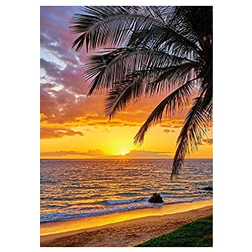 SHEGZHUC Diamond Painting Bild Strand Meer Palmen 40x50cm Diamant Painting Bilder Erwachsene Strand Diamond Painting Sonnenaufgang Meer Diamant Malerei Kreuzstich Stickerei Dekoration Diamant Mosaik von SHEGZHUC