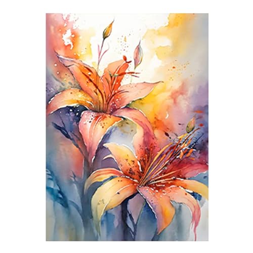 SHEGZHUC Diamond Painting Blumen Lilien 40x50cm Diamond Painting Rote Blume 5D Diamant Painting Blumen Malen nach Zahlen Erwachsene Blumen Diamond Painting Landschaften und Natur Craft Buddy Crystal von SHEGZHUC