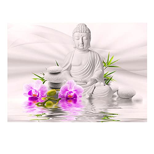 SHEGZHUC Diamond Painting Buddha Orchideen 40x30cm Diamant Painting Bilder Buddha Diamant Malerei Malen nach Zahlen Erwachsene Buddha Bild Daiments Painting Erwachsene Buddha Sticken für Anfänger von SHEGZHUC