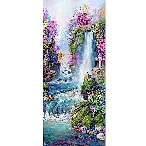 SHEGZHUC Diamond Painting Frühling Landschaft 110x50cm Diamond Painting Erwachsene Blumen Malen nach Zahlen Erwachsene Blumen Diamond Painting Lila Blume Diamant Stickerei Wasserfall Puzzle Wasserfall von SHEGZHUC