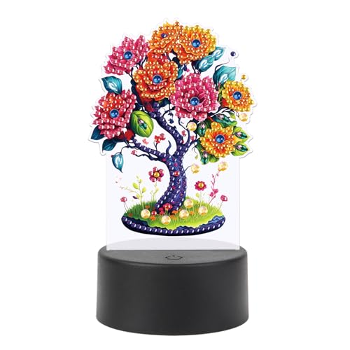 SHEGZHUC Diamond Painting Nachttischlampe Touch Baum des Lebens Blumen LED Tischlampe Nachtlicht Steckdose USB LED Lampe Mosaik Diamant Malerei Kunst Geschenk Ornamente Tisch Zimmer Dekoration von SHEGZHUC