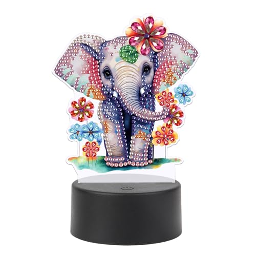 SHEGZHUC Diamond Painting Nachttischlampe Touch Diamond Painting Elefant LED Tischlampe Nachtlicht Steckdose USB LED Lampe Mosaik Diamant Malerei Kunst Geschenk Ornamente Tisch Zimmer Dekoration von SHEGZHUC