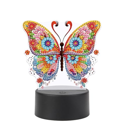 SHEGZHUC Diamond Painting Nachttischlampe Touch Schmetterling Bunt LED Tischlampe Nachtlicht Steckdose USB LED Lampe Mosaik Diamant Malerei Kunst Geschenk Ornamente Tisch Zimmer Dekoration von SHEGZHUC