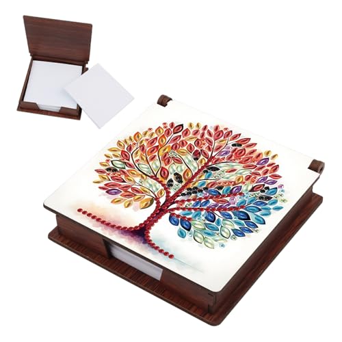 SHEGZHUC Diamond Painting Notizzettel Zettelbox Nachfüllpack Halter Bambus Notizblock mit 160 Blättern Diamant Malerei Zettelkasten Notizzettelbox Holz Mosaik Bilder Geschenk || Baum des Lebens von SHEGZHUC