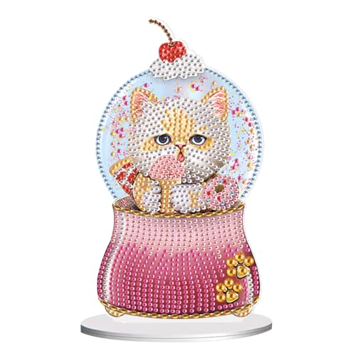 SHEGZHUC Diamond Painting Ornamente Diamant Painting Ornamente Diamant Malerei Kunst Stickerei Kreuzstich Diamond Painting Tisch Deko Geschenk || Diamond Painting Katze Kristallkugel Rosa von SHEGZHUC