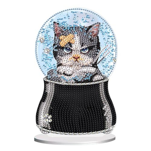 SHEGZHUC Diamond Painting Ornamente Diamant Painting Ornamente Diamant Malerei Kunst Stickerei Kreuzstich Diamond Painting Tisch Deko Geschenk || Diamond Painting Katze Kristallkugel Schwarz von SHEGZHUC