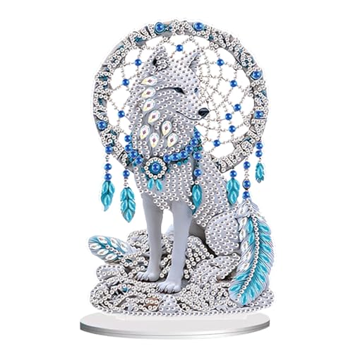 SHEGZHUC Diamond Painting Ornamente Diamant Painting Ornamente Diamant Malerei Stickerei Kreuzstich Kunst Tisch Deko Wohnzimmer Schlafzimmer Geschenk(Traumfänger Wolf Tiere) von SHEGZHUC