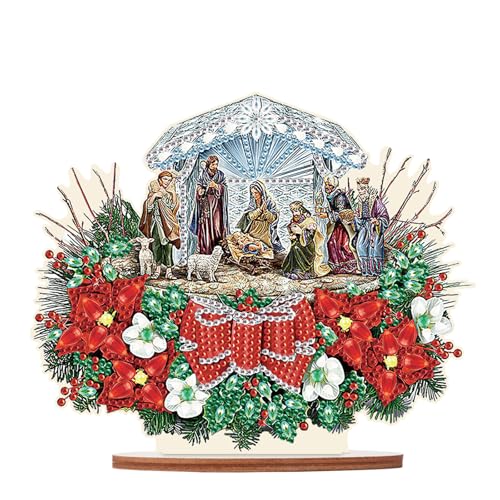 SHEGZHUC Diamond Painting Ornamente Diamant Painting Ornamente Diamant Malerei Stickerei Kreuzstich Kunst Tisch Deko Wohnzimmer Schlafzimmer Geschenk(Weihnachten Jesus und Maria Jesus Christus) von SHEGZHUC