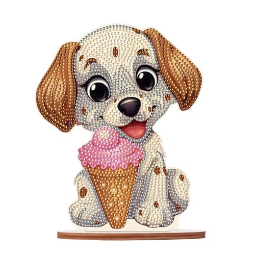SHEGZHUC Diamond Painting Ornamente Hund Diamant Painting Ornamente Diamant Malerei Kunst Stickerei Kreuzstich Geschenk Diamond Painting Tisch Deko || Diamond Painting Hund Eiscreme von SHEGZHUC