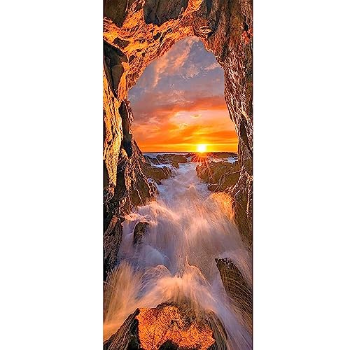 SHEGZHUC Diamond Painting Wasserfall 50x110 cm Diamant Painting Bilder Erwachsene Landschaften Diamond Painting Landschaften Diamond Painting Sonnenaufgang Meer Diamant Malerei Erwachsene von SHEGZHUC