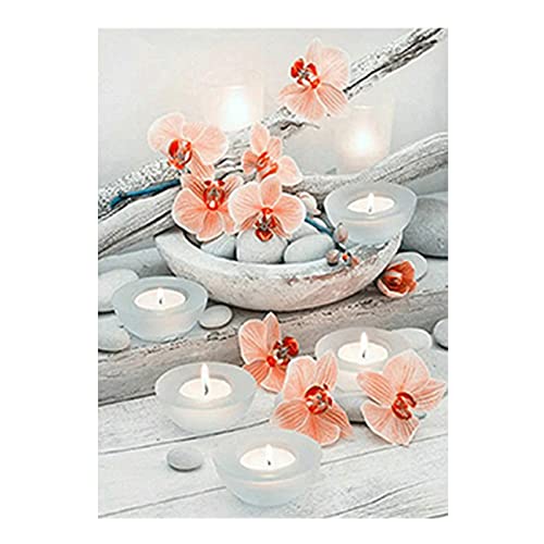 Square Diamond Painting Orchideen 40x50cm Diamond Painting Orchideen Eckige Steine Diamant Malerei Kreuzstich Kits Diamond Painting Blumen Orchideen Orange Bilder Orchideen Leinwand Erwachsene von SHEGZHUC