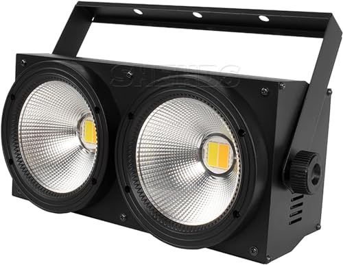 SHEHDS LED COB 2eyes 2x100W Warm Weiß Blinder Beleuchtung DMX Bühne Beleuchtung Effekt DMX Controller Club Show Nacht DJ Disco SHEHDS Bühne Beleuchtung (Black) von SHEHDS