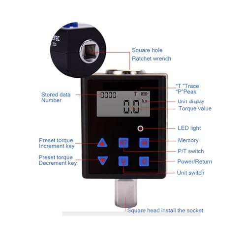Drehmomentprüfgerät, Digitaler Drehmomentmesser, digitale Hintergrundbeleuchtung, Zwei-Wege-Messung, zwei Arbeitsmodi einstellbar Drehmomentprüfgerät, Digitaler Drehmomentmesser, digitale Hintergrundbeleuchtung, Zwei-Wege-Messung, zwei Arbeitsmodi einstellbar von SHEHUALI