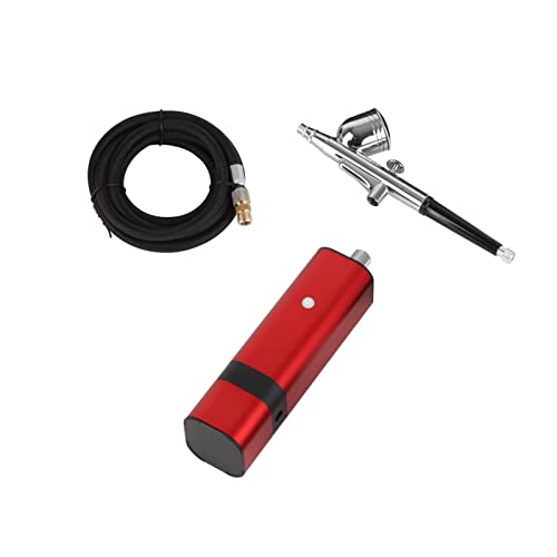 Farbspritzgerät, Leistungsstarker Airbrush-Set mit Schwerkraft-Sprühpistole for Kunst Modell Body Paint Artist Makeup Nagel Tattoos Kuchenwerkzeuge(TM80S Red D) von SHEHUALI
