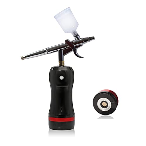 Farbspritzgerät, Luftkompressor Private Label Customized Mini Airbrush Ersetzen Batterie Personal Trigger Sauerstoff Große Kapazität Tintenschale Spritzpistole(Part B Black) von SHEHUALI