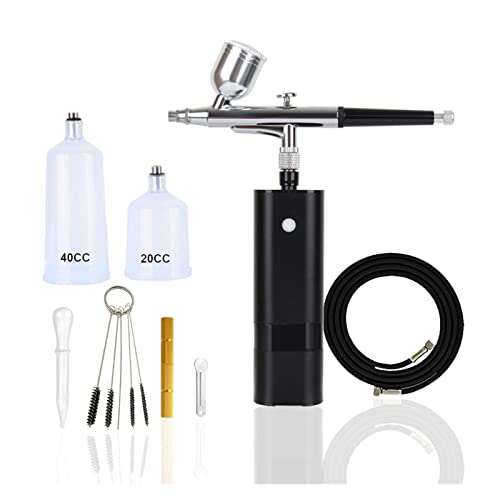 Farbspritzgerät, Mini Wireless Airbrush mit Kompressor Kit Hochdruck Einzelne Action Spritzpistole Set for Kuchen Färbung Modell Malerei Tattoos(G) von SHEHUALI