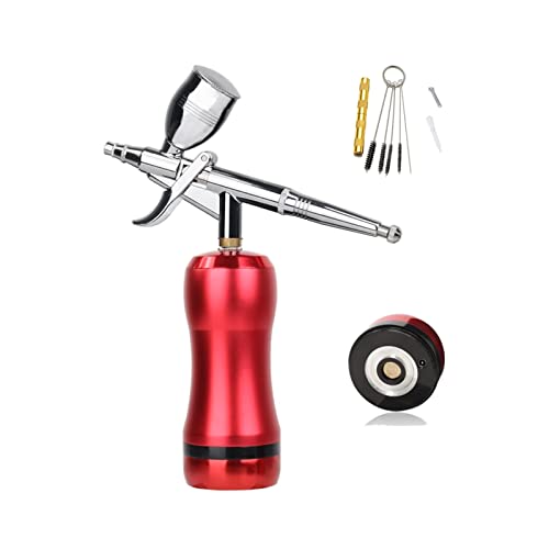 Farbspritzgerät, Professionelle Mini-Airbrush mit Kompressor-Maßstab-Modellen Luftpumpe Sunless Bräunung Sprühfarbe Kolben Barber Tattoo Pneumatisches Werkzeug(Part C Red) von SHEHUALI
