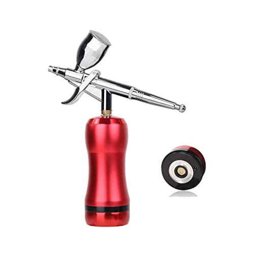 Farbspritzgerät, Tragbare Mini Ersetzen Batterie Hochdruck PSI Airbrush Kompressor Kit Nagel Schönheitssalon Sprühfarbe Privat(Part B Red) von SHEHUALI