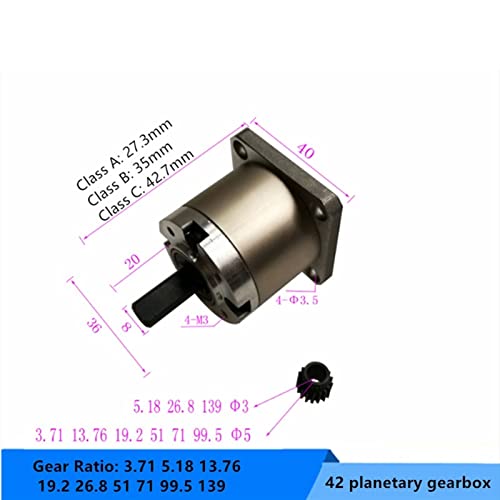 Planetengetriebe, 17 Stepper Motor Getriebe 42 Preppe Motor Planetary Getriebe kann mit Schrittmotor for 3D-Drucker integriert werden(1 to 71) von SHEHUALI