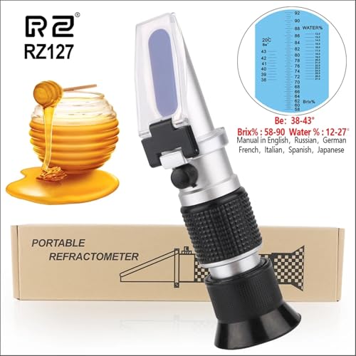 Refraktometer RZ Refraktometer Honigmessgerät Zucker Imkertester Brix 58%-92% Honig Auto Refraktometer Handkonzentrationsrefraktometer(RZ127-whitebox) von SHEHUALI