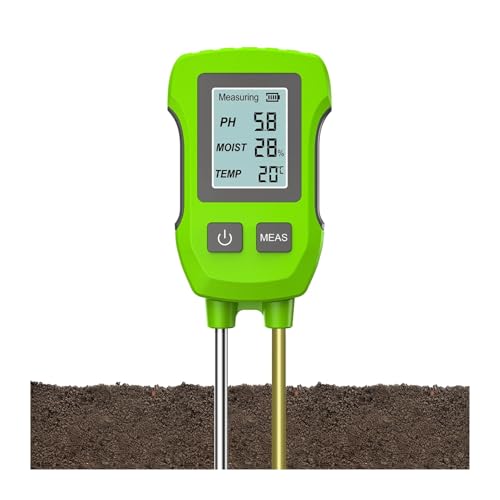 SHEHUALI Bodentester, 3-in-1-Digital-LCD-Bodenmessrät, Temperatur- und Feuchtigkeits-PH-Meter mit Hintergrundbeleuchtung, Pflanzenmessrät for Blumenpflanzen und Garten(Green) von SHEHUALI
