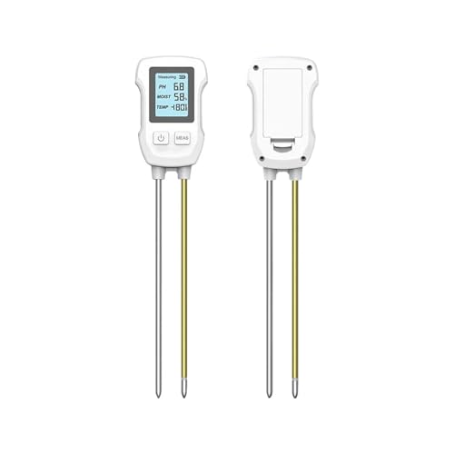 SHEHUALI Bodentester, 3-in-1-Digital-LCD-Bodenmessrät, Temperatur- und Feuchtigkeits-PH-Meter mit Hintergrundbeleuchtung, Pflanzenmessrät for Blumenpflanzen und Garten(White) von SHEHUALI